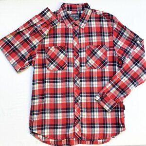 WearFirst Plaid Flannel Shirt Mens Size Medium Red Blue Grunge Skater